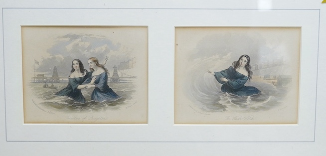 After R. Forse, set of six Brighton interest coloured engravings, mounted and framed as three to include: The Beauties of Brighton, The Water Witch and The Water Lily, each published by W. H. Mason, Brighton, together wi